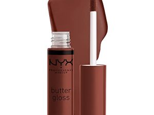 NYX Professional MAKEUP زبدة سكر بني لامع ، ملمع شفاه غير لاصق - براوني بالتنقيط (بني غامق)