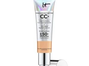 كريم IT Cosmetics Your Skin But Better CC + ، أسمر متوسط (W) - كريم تصحيح اللون ، أساس تغطية كاملة ، سيروم مرطب وواقي من الشمس SPF 50+ - لمسة نهائية طبيعية - 1.08 أونصة سائلة