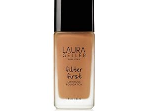 LAURA GELLER NEW YORK Filter First Luminous Liquid Makeup Foundation ، خفيف الوزن ، تغطية متوسطة إلى كاملة ، تركيبة غير مستقرة ، كونياك ، 1 أونصة سائلة