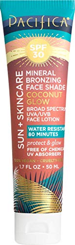 مستحضر Pacifica Mineral Bronzing للوجه بعامل وقاية من أشعة الشمس 30 - واقي شمس بجوز الهند اللامع للجنسين 1.7 أونصة مستحضر Pacifica Mineral Bronzing للوجه بعامل وقاية من أشعة الشمس 30 - واقي شمس بجوز الهند اللامع للجنسين 1.7 أونصة