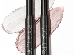 FOCALLURE قطعتان من قلم ظلال العيون الكريمي اللامع ، قلم تلوين ظلال العيون اللامع ، أطقم ظلال عيون هايلايتر مع تركيبة مقاومة للتجعد ، مكياج ظلال عيون مقاوم للماء يدوم طويلاً (توايلايت)