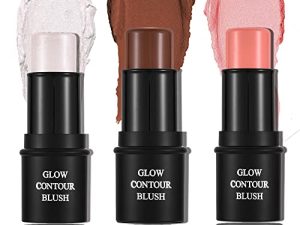 قلم تحديد أحمر الخدود CCbeauty Contour Bronzer Highlighter ، متعدد الألوان ثلاثي كريمي لامع وهايلايت العصي البرونزية لعيون الخد ، مجموعة أقلام تحديد أحمر الخدود لتفتيح الوجه ، مجموعة مكياج احترافية للوجه ، وردي ، 3 قطع