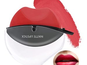 Boobeen Matte Lipstick Velvet Lip Makeup طويل الأمد غير لاصق كوب ملمع شفاه - أحمر شفاه على شكل شفاه ، مكياج أحمر شفاه كسول سريع للنساء