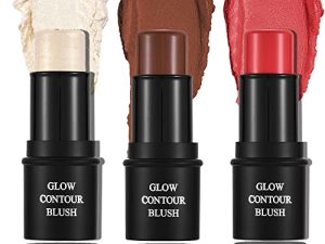 قلم تحديد أحمر الخدود CCbeauty Contour Bronzer Highlighter ، عصا خدود برونز متعددة اللمعان ثلاثية كريمية لامعة لخدود الخد ، مجموعة أقلام تحديد أحمر الخدود لتحديد الوجه ، مجموعة مكياج احترافية للوجه ، 3 قطع