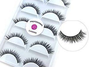 3D Real Mink False Eyelashes LASGOOS 100٪ Siberian Mink Fur فاخر فاخر طبيعي قصير عبر مجنح رموش صناعية مكياج 5 أزواج / صندوق L011-5