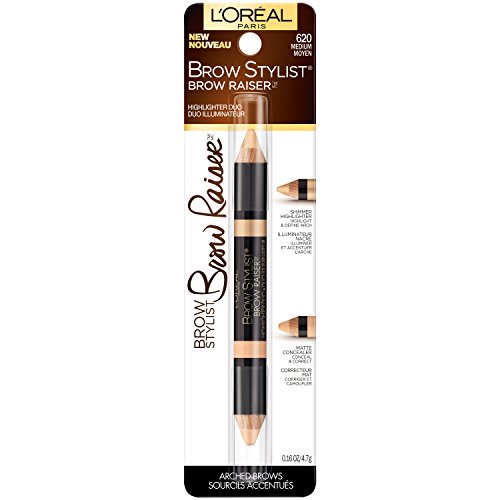 L'Oreal Paris Cosmetics Stylist Brow Raiser Highlighter Duo، Medium، 0.16 Ounce L'Oreal Paris Cosmetics Stylist Brow Raiser Highlighter Duo، Medium، 0.16 Ounce