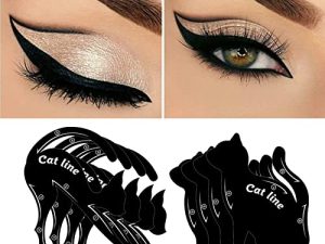 4 أزواج من إستنسل ظلال العيون من Cat Winged Eyeliner ملصق قطع تجعد ظلال العيون وأداة ختم العيون سموكي سريعة شريط خط العين للمبتدئين ومستلزمات فنان الماكياج التي يجب أن تتوفر (بطاقة القط)