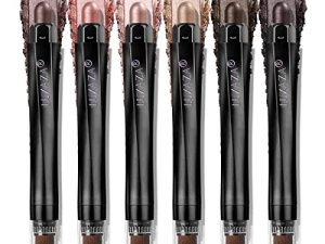 LUXAZA 6PCS Eyeshadow Stick Set ، لامع وردي لؤلؤي وبني محايد ميتاليك قلم رصاص للتلوين ومكياج مفتح للعيون مع مقاومة للتلطخ ، مجموعة ظلال عيون كريمية تدوم طويلاً وأقلام تحديد