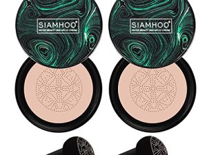 SIAMHOO 2pcs Air Cushion CC Cream Mushroom Head ، BB Cream ، كريم الأساس والمكياج ، كريم الأساس المرطب ، قاعدة تركيب مفتحة ، خافي عيوب يدوم طويلاً (طبيعي)