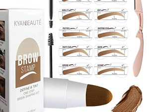مجموعة استنسل الحواجب ، مجموعة تشكيل وتشكيل الحاجب ، مجموعة ختم الحاجب بخطوة واحدة مع 10 أقلام استنسل مثالية للحواجب قابلة لإعادة الاستخدام ، 2 فرشاة للحواجب ، مكياج حواجب مقاوم للماء يدوم طويلاً (بني ناعم)