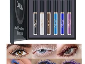 ماسكارا DNM ملونة ومضادة للماء مكونة من 6 ألوان لمجموعة الرموش ، ماسكارا باللون الأزرق والأبيض والأسود والبني والأرجواني للرموش ماسكارا ساحرة تدوم طويلاً ومكياج عيون نباتي خالٍ من القسوة