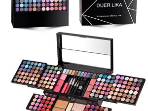 DUER LIKA Professional Makeup Kit for Women with Mirror 120 Colors Makeup Cosmetic Gift Set Comb Comb with Eyeshadow Facial Blusher Eyebrow Powder Face Concealer Powder Eyeliner Pencil MU28
