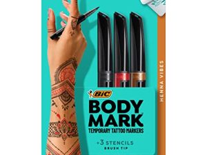 قلم الوشم المؤقت BIC BodyMark ، إشارات الحناء ، ألوان متنوعة ، 3 قطع
