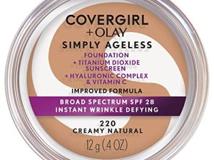 كريم أساس مقاوم للتجاعيد الفوري من COVERGIRL & Olay Simply Ageless ، طبيعي كريمي 0.44 أونصة سائلة (عبوة من 1)