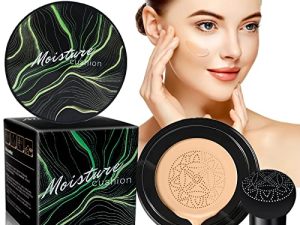 Mushroom Head Air Cushion CC كريم ، كونسيلر دائم الترطيب الصباغ CC كريم الأساس السائل ، كريم BB المرطب أساس مكياج يدوم طويلاً مع إسفنجة مكياج الفطر ، سهل التطبيق ، طبيعي