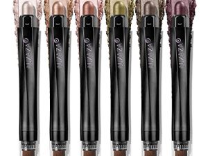 LUXAZA 6PCS Eyeshadow Stick Set ، لامع وكريم معدني لظلال العيون ، ماكياج تلوين ، مقاوم للتلطخ ومقاوم للماء ومضاد للعيون ، قلم تحديد عيون طويل الأمد