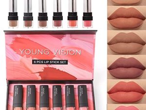 مجموعة أحمر الشفاه YOUNG VISION ، حزم أحمر شفاه غير لامعة متعددة الألوان ، مجموعة هدايا مكياج الشفاه للنساء ، تدوم طويلاً ومرطبة ، عبوة من 6