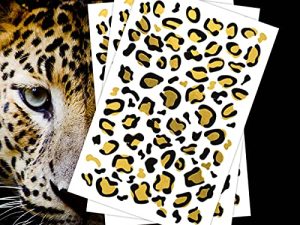 FashionTats Gold Leopard Print Temporary Tattoos (3-Piece) | صنع في الولايات المتحدة الأمريكية | الجلد الآمن | قابل للإزالة