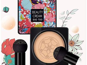 كريم الأساس Air Cushion CC كريم أساس مرطب ومخفي غير لامع يدوم طويلاً ، خفيف الوزن بسلاسة ، مقاوم للماء ، أساس سائل للماكياج مع رأس فطر 2 قطعة 【غطاء طبيعي / مفتوح】